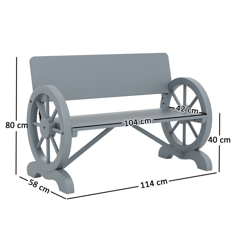 Outsunny 2 Seater Grey Outdoor Garden Bench - image 2