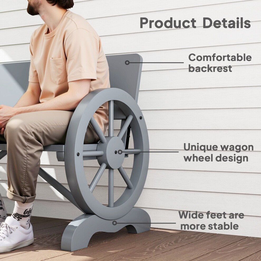 Outsunny 2 Seater Grey Outdoor Garden Bench - image 4