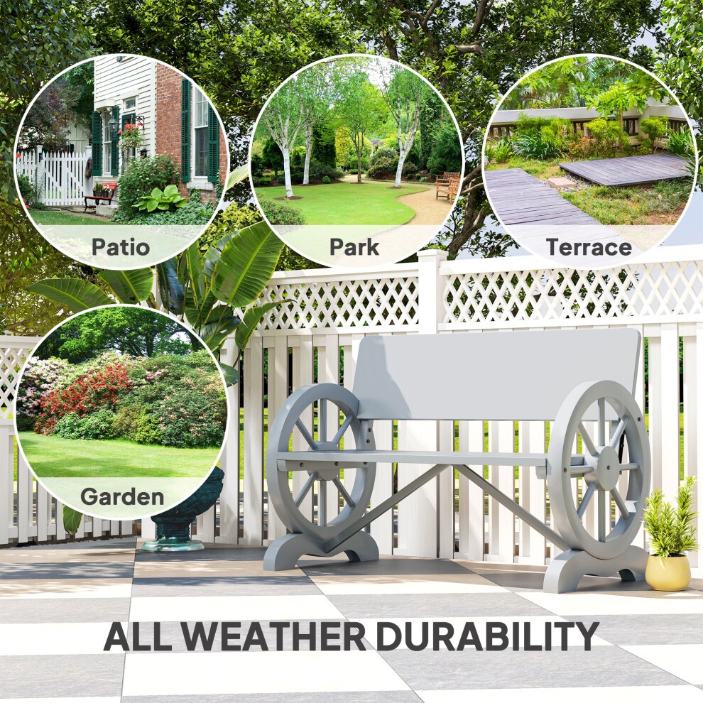Outsunny 2 Seater Grey Outdoor Garden Bench - image 5