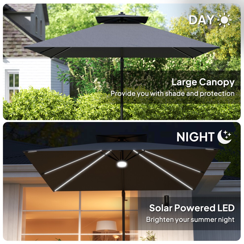 Outsunny 2 Tier Dark Grey Solar LED Cantilever Parasol 2.5m - image 4