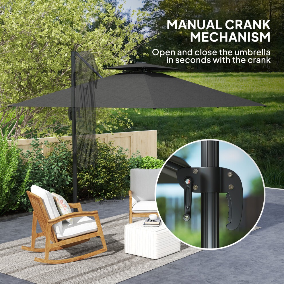 Outsunny 2 Tier Dark Grey Solar LED Cantilever Parasol 2.5m - image 5