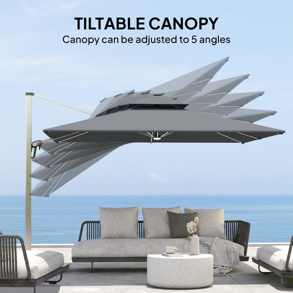 Outsunny 2 Tier Grey Solar LED Cantilever Parasol 3m - image 4