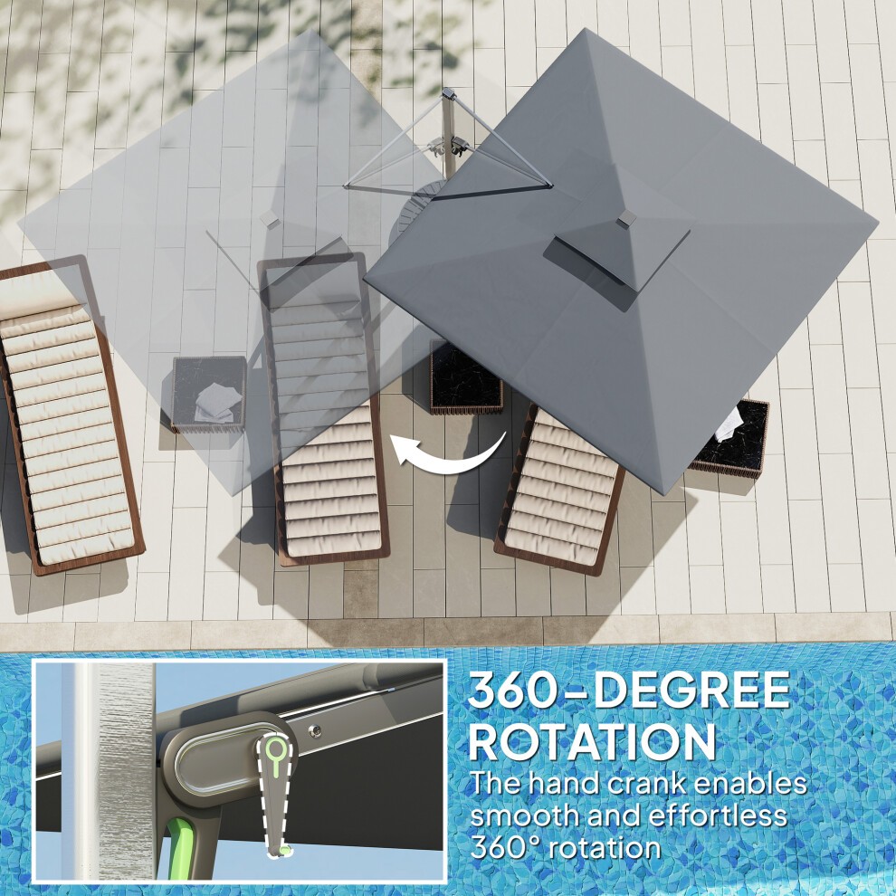 Outsunny 2 Tier Grey Solar LED Cantilever Parasol 3m - image 5