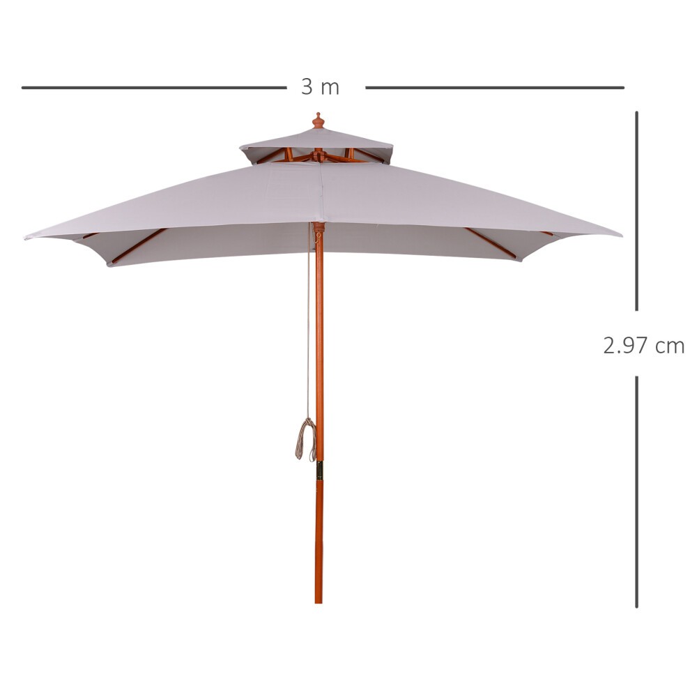 Outsunny 2 Tier Grey Square Parasol 3m - image 2