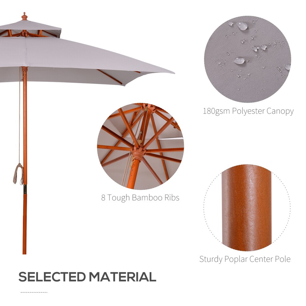 Outsunny 2 Tier Grey Square Parasol 3m - image 3