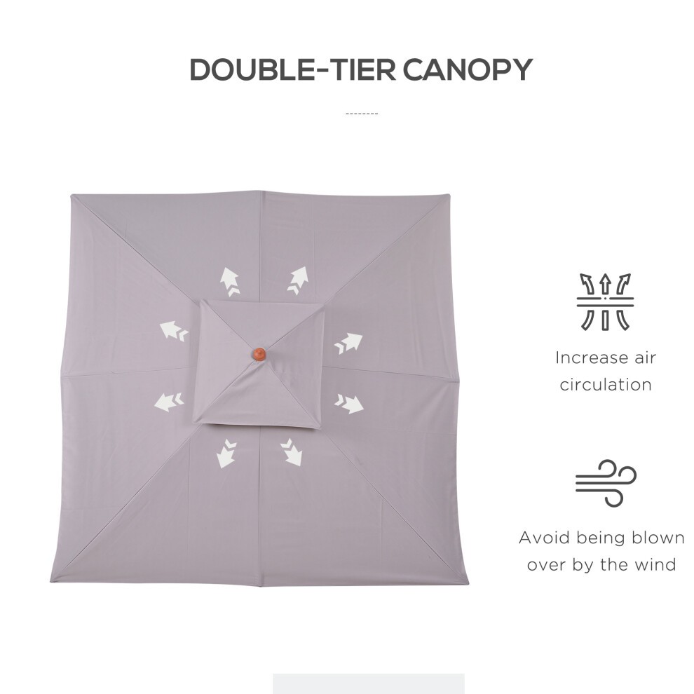 Outsunny 2 Tier Grey Square Parasol 3m - image 4