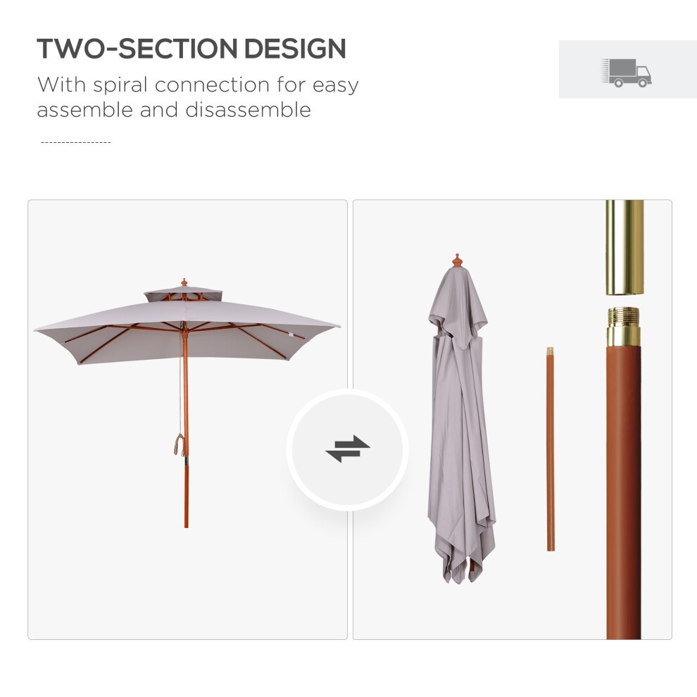 Outsunny 2 Tier Grey Square Parasol 3m - image 5
