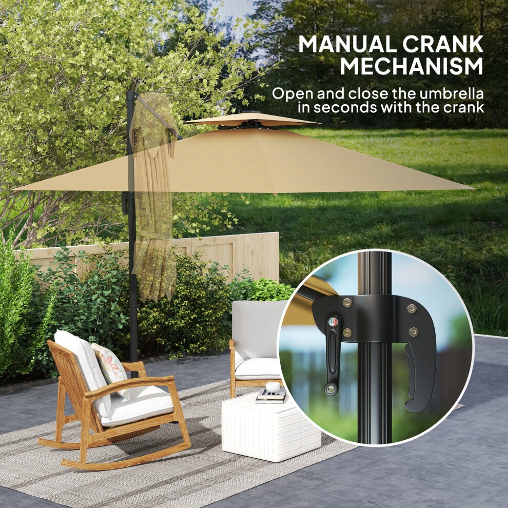 Outsunny 2 Tier Khaki Solar LED Cantilever Parasol 2.5m - image 5