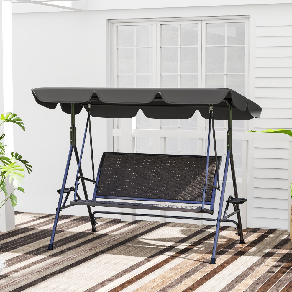 Outsunny 3 Seater Grey Garden Swing Bench with Adjustable Canopy - image 2