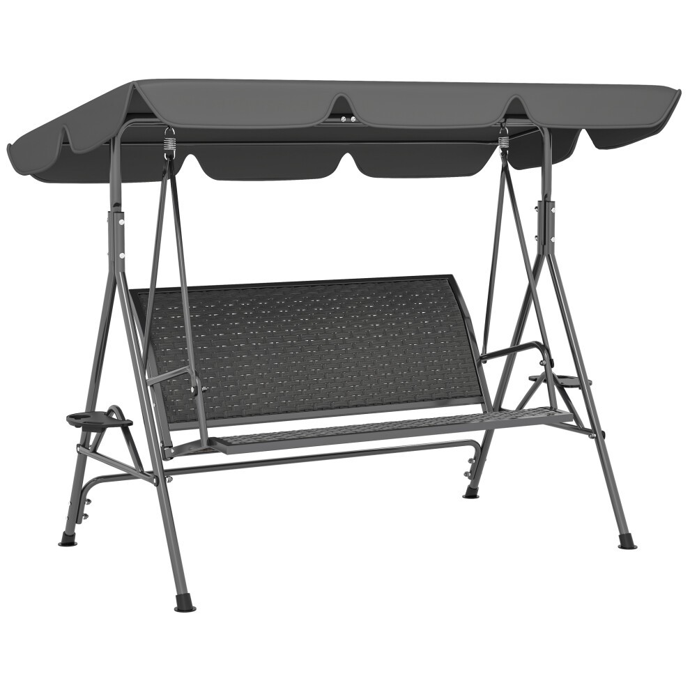 Outsunny 3 Seater Grey Garden Swing Bench with Adjustable Canopy - image 3