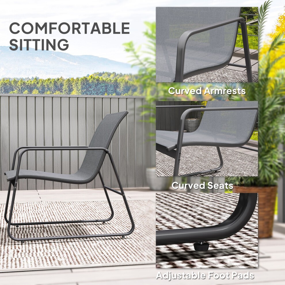 Outsunny 4 Seater Light Grey Garden Furniture Set with Glass Top Table - image 5