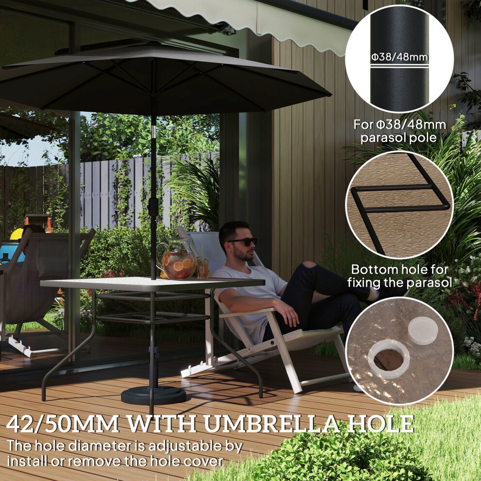 Outsunny 4 Seater Tempered Glass Garden Dining Table with Parasol Hole - image 3