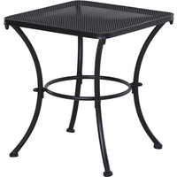 Black square metal patio bistro table with curved legs and slatted top, 45cm by Outsunny.