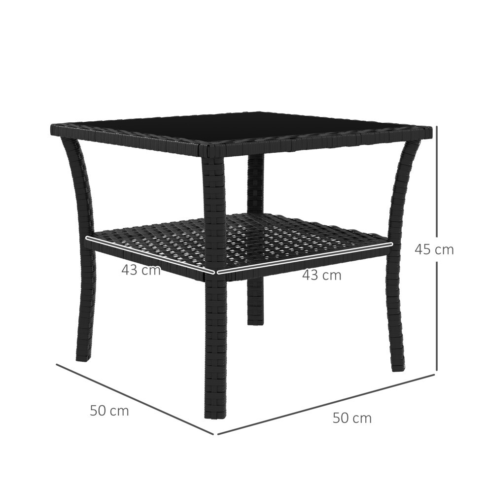 Outsunny Black 2 Tier Rattan Coffee Table - image 2