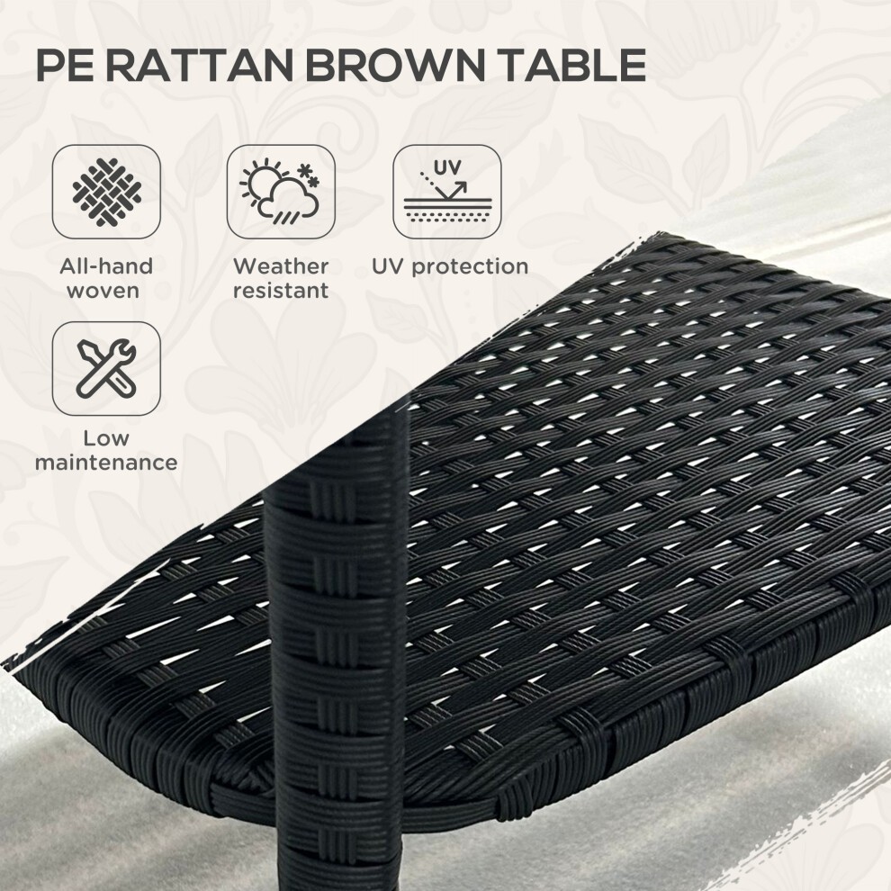 Outsunny Black 2 Tier Rattan Coffee Table - image 3