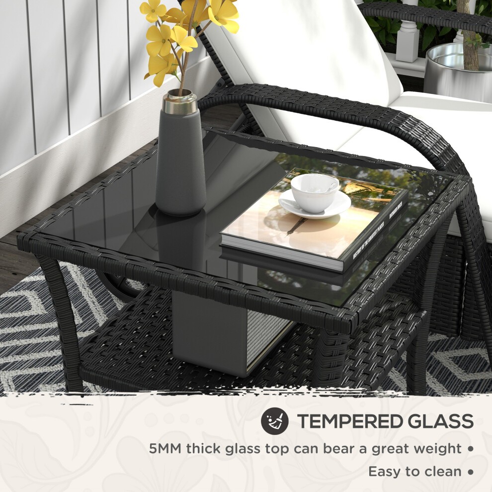 Outsunny Black 2 Tier Rattan Coffee Table - image 5
