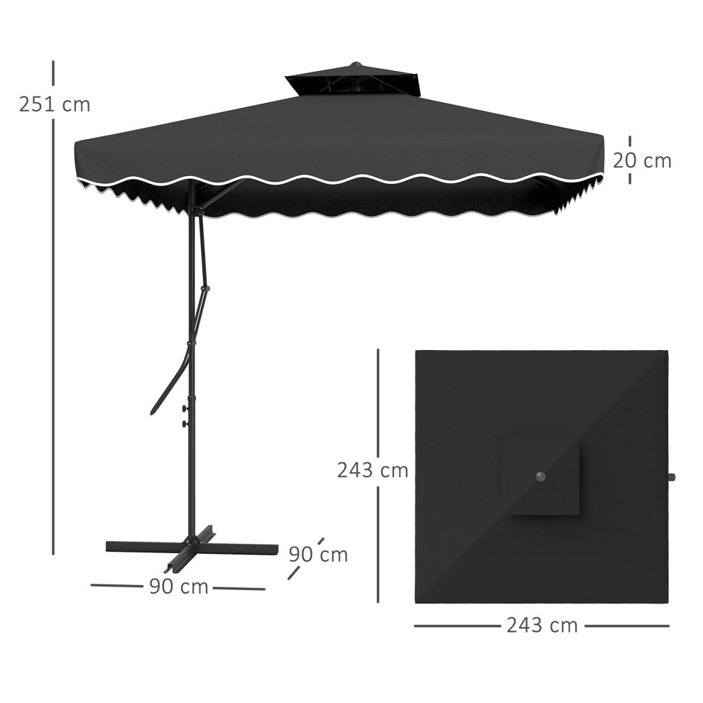 Outsunny Black Cantilever Garden Parasol with Cross Base 2.5m - image 2