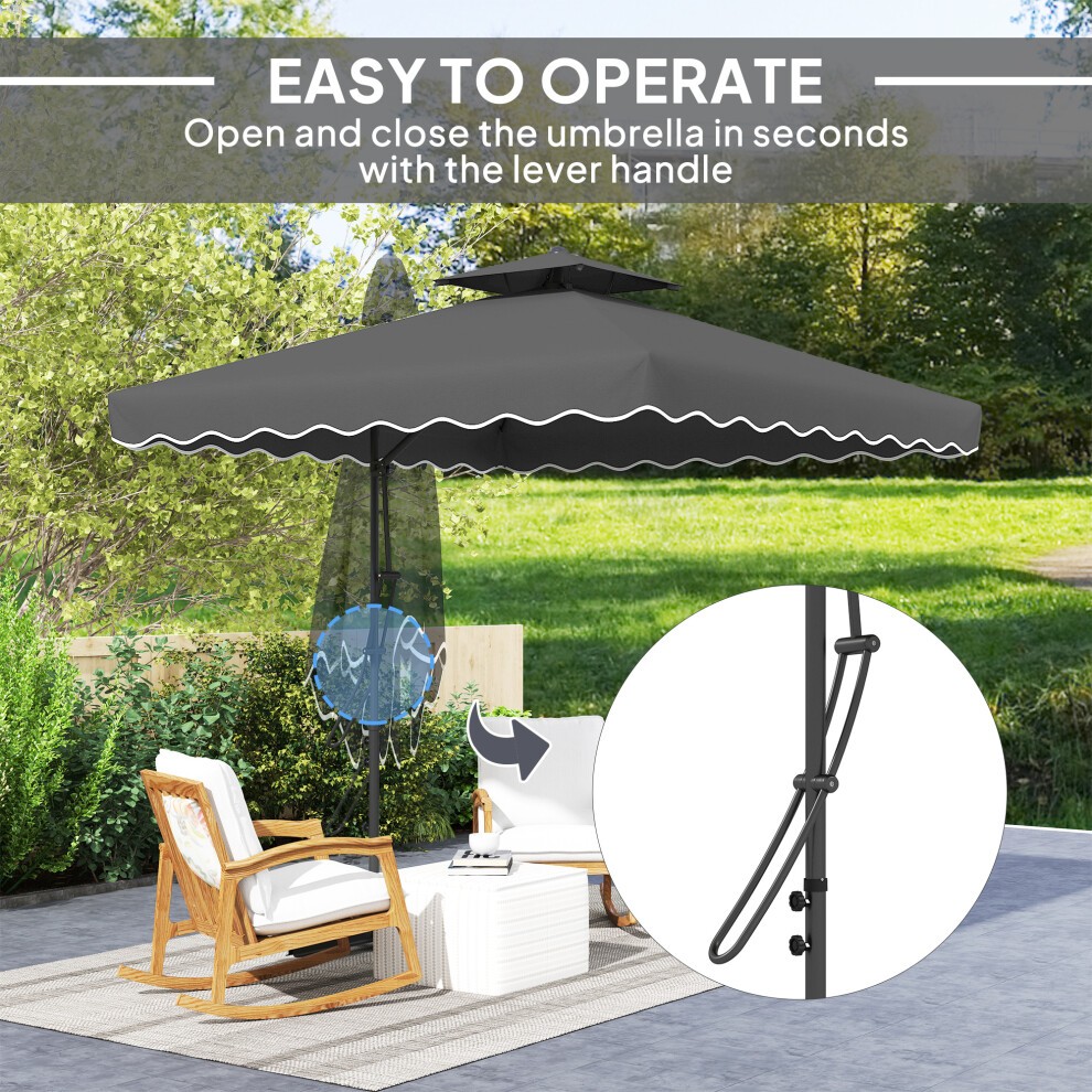 Outsunny Black Cantilever Garden Parasol with Cross Base 2.5m - image 3