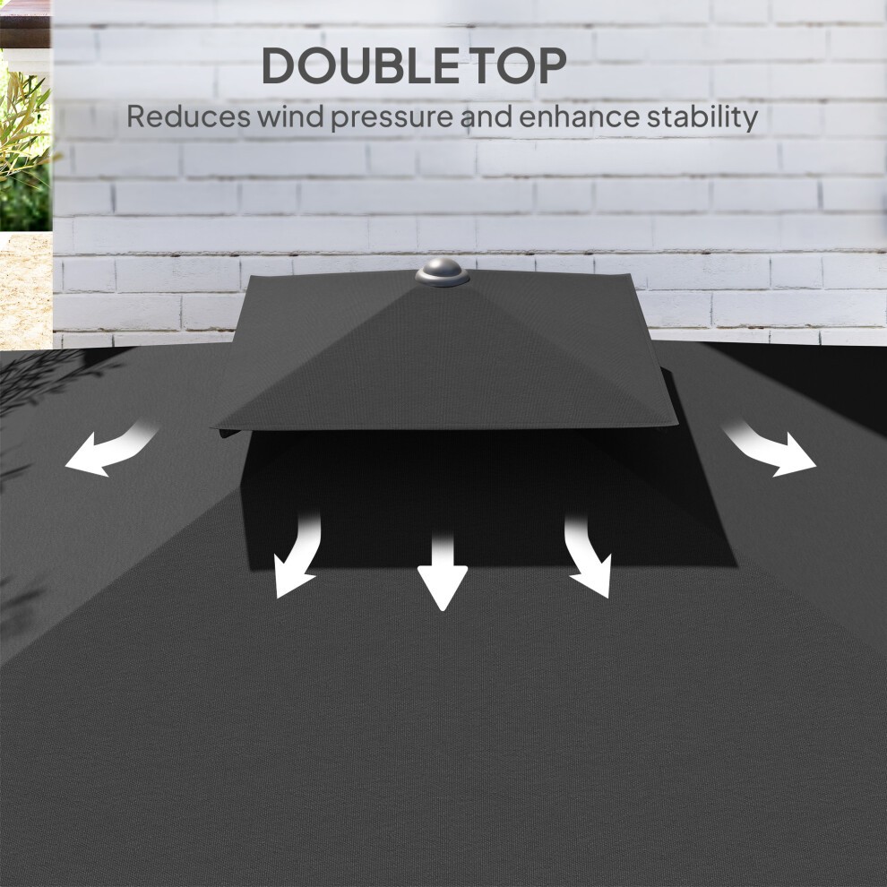 Outsunny Black Cantilever Garden Parasol with Cross Base 2.5m - image 5