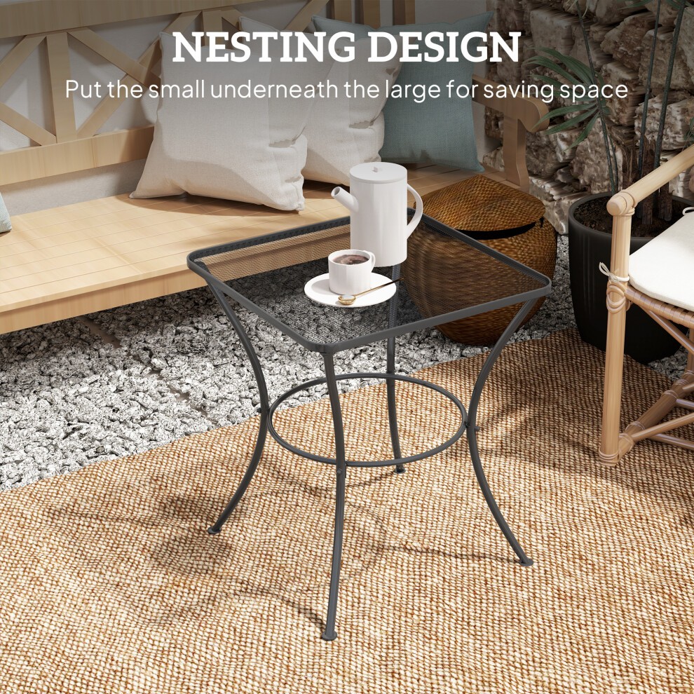 Outsunny Black Square Metal Bistro Table - image 3