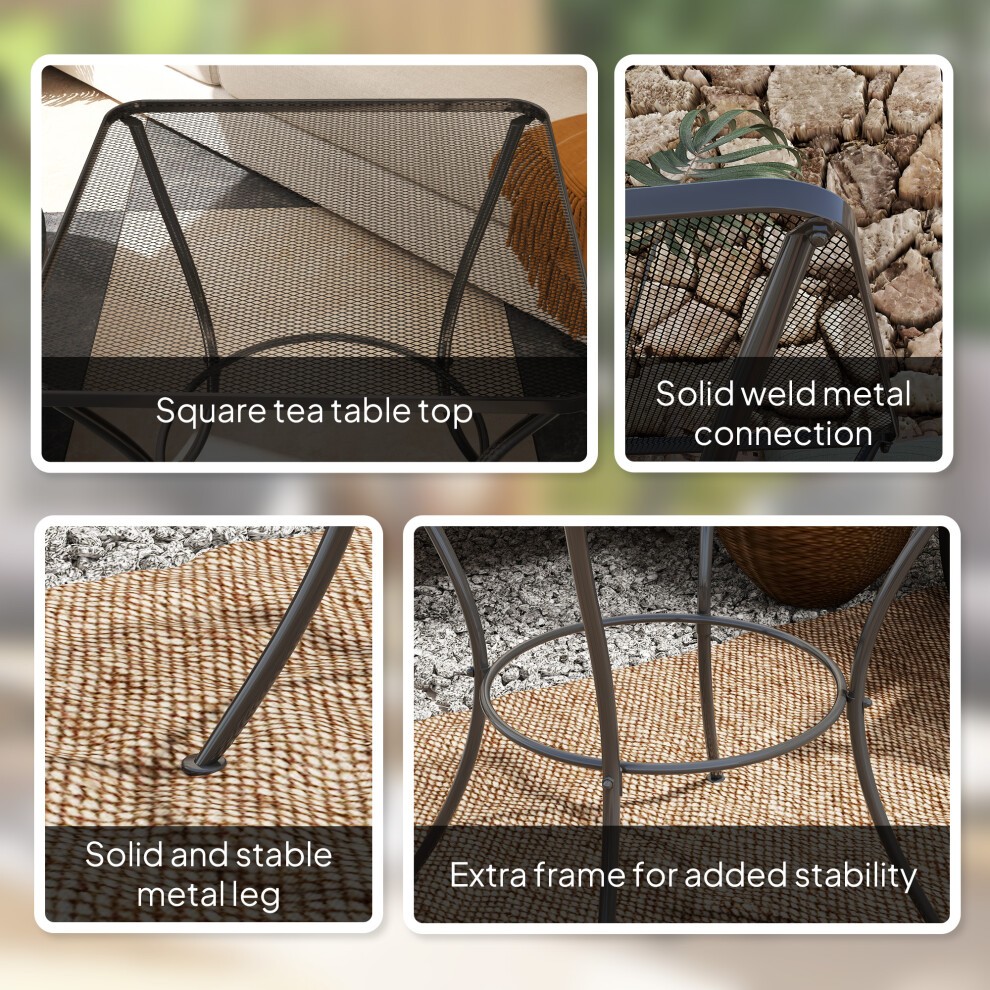 Outsunny Black Square Metal Bistro Table - image 4