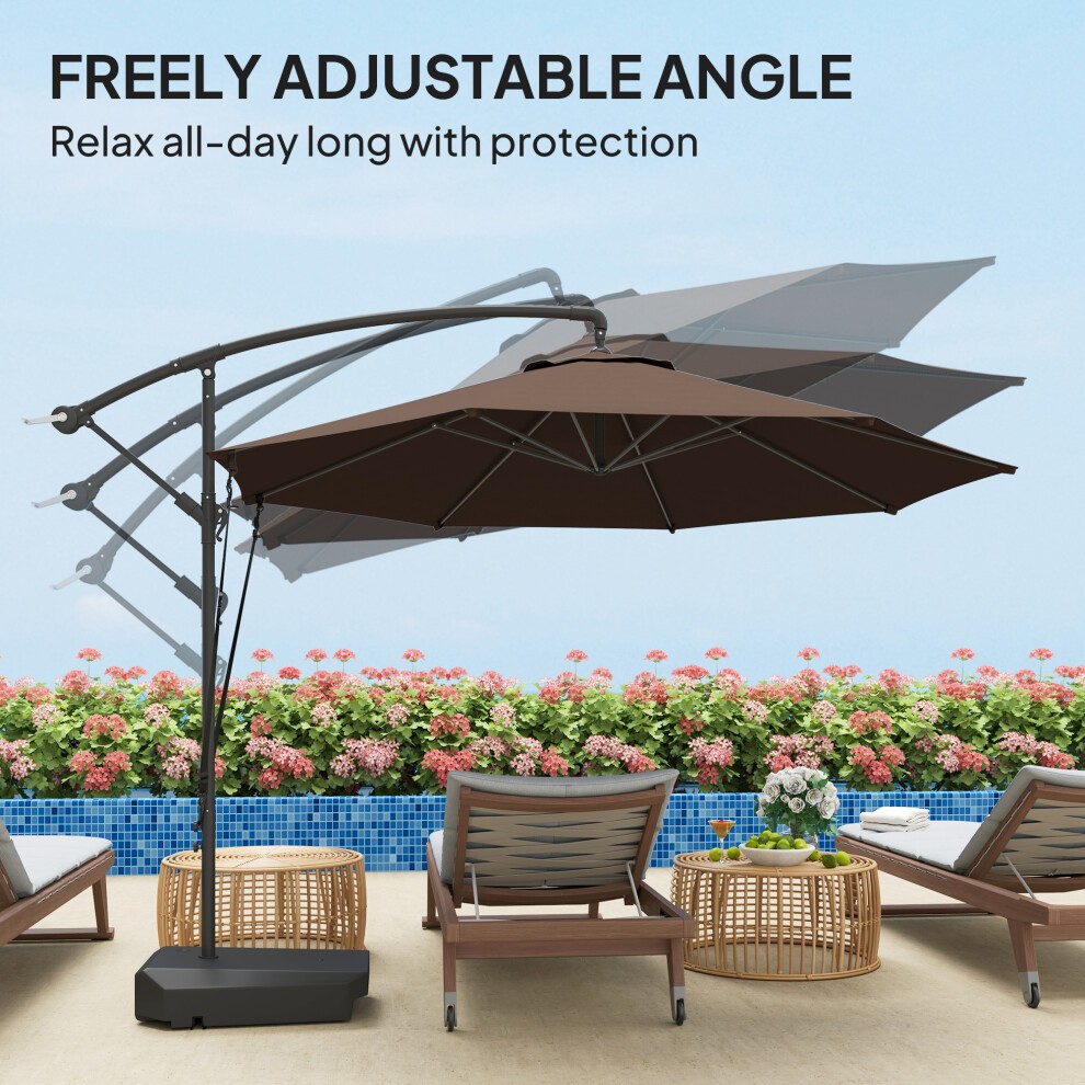 Outsunny Brown Cantilever Parasol with Weighted Base and Wind Strap 2.5m - image 4