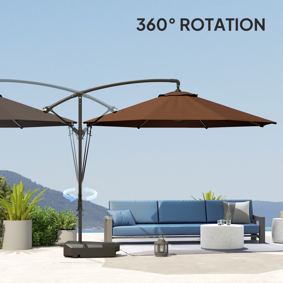 Outsunny Brown Cantilever Parasol with Weighted Base and Wind Strap 2.5m - image 5