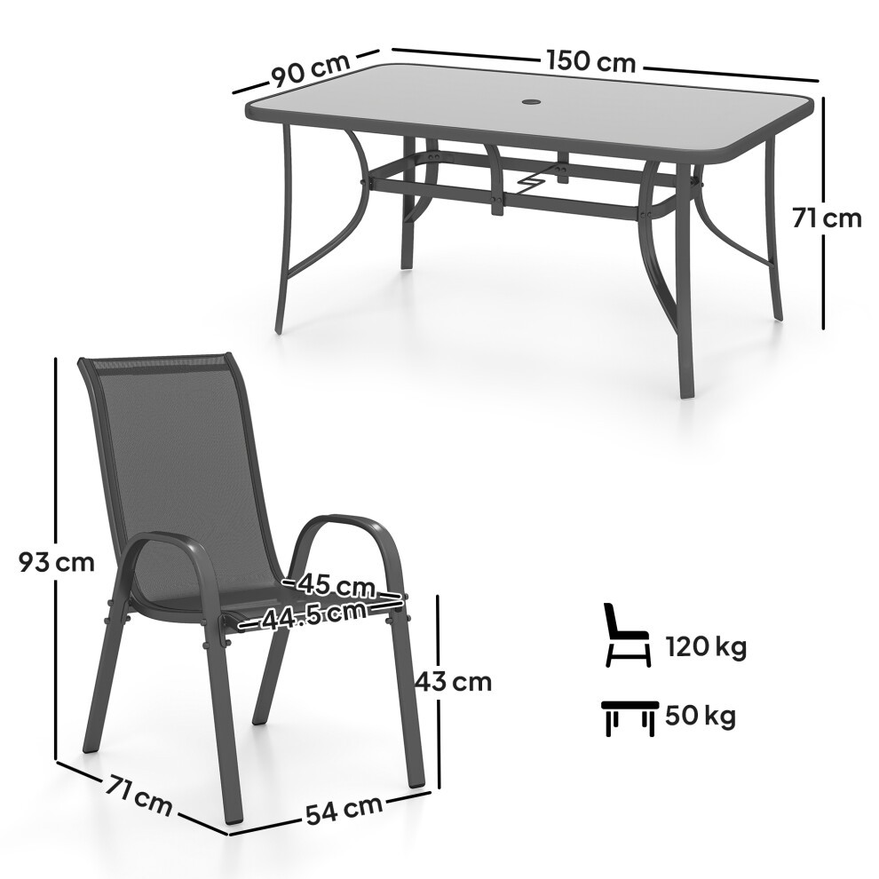 Outsunny Charcoal Grey 6 Seater Garden Dining Set with Parasol Hole - image 2