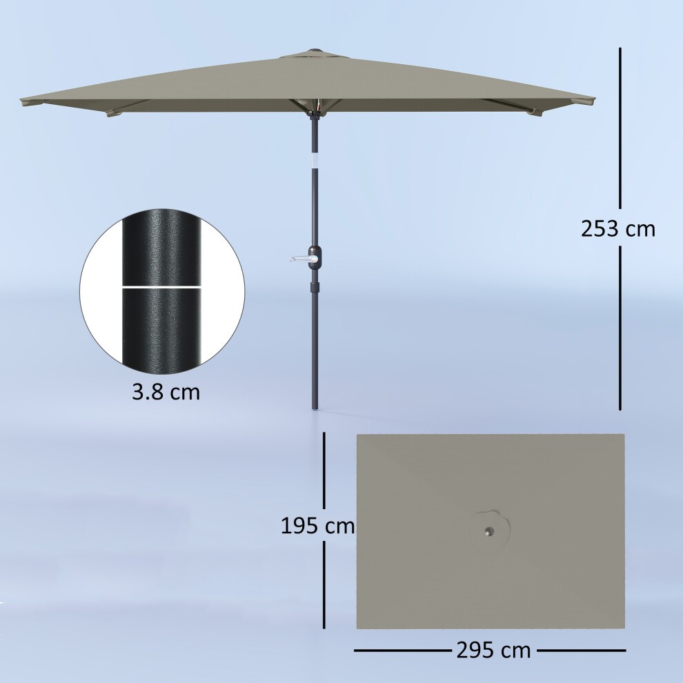 Outsunny Crank and Tilt Light Grey Parasol 3m - image 2