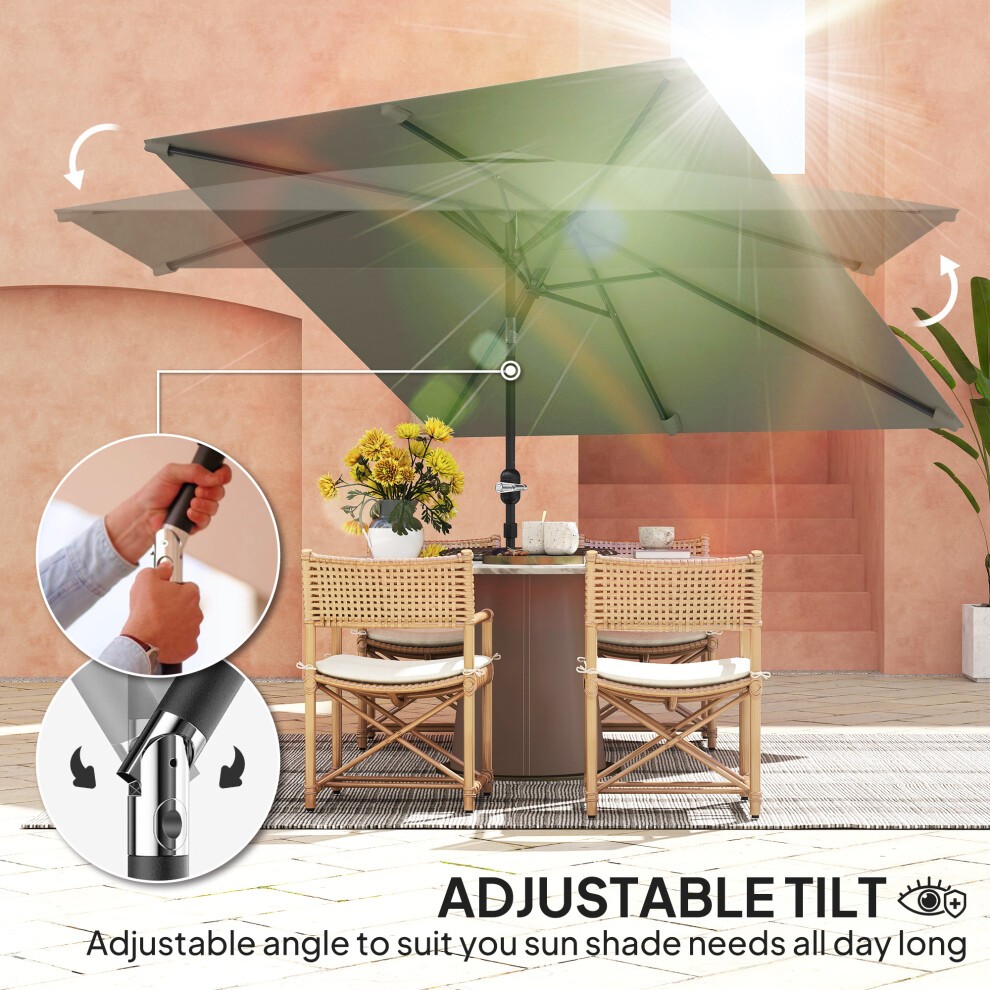 Outsunny Crank and Tilt Light Grey Parasol 3m - image 3