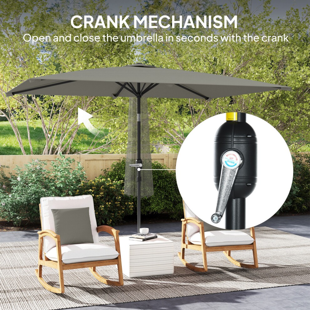 Outsunny Crank and Tilt Light Grey Parasol 3m - image 4
