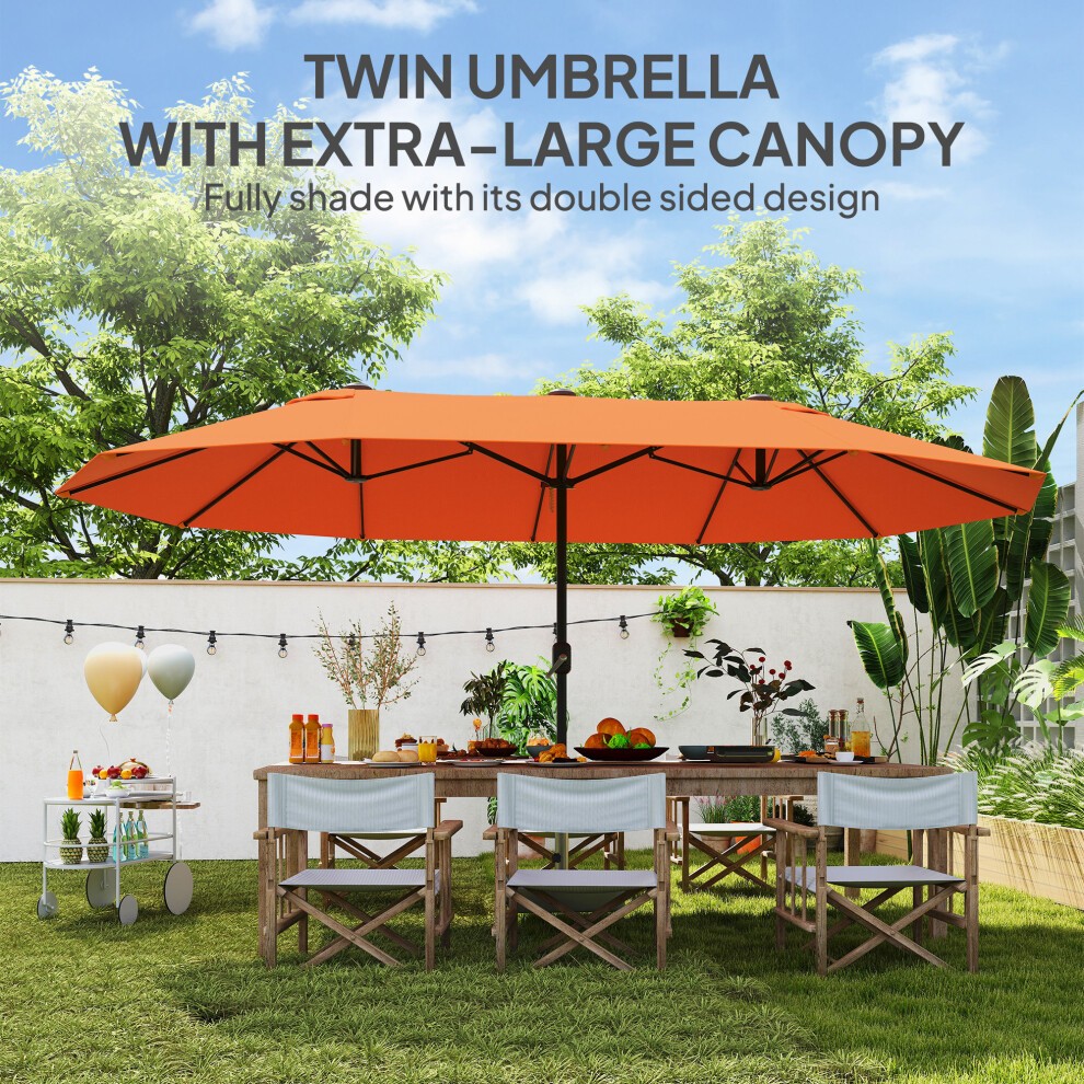 Outsunny Crank Handle Orange Double Sided Umbrella 4.6m - image 2