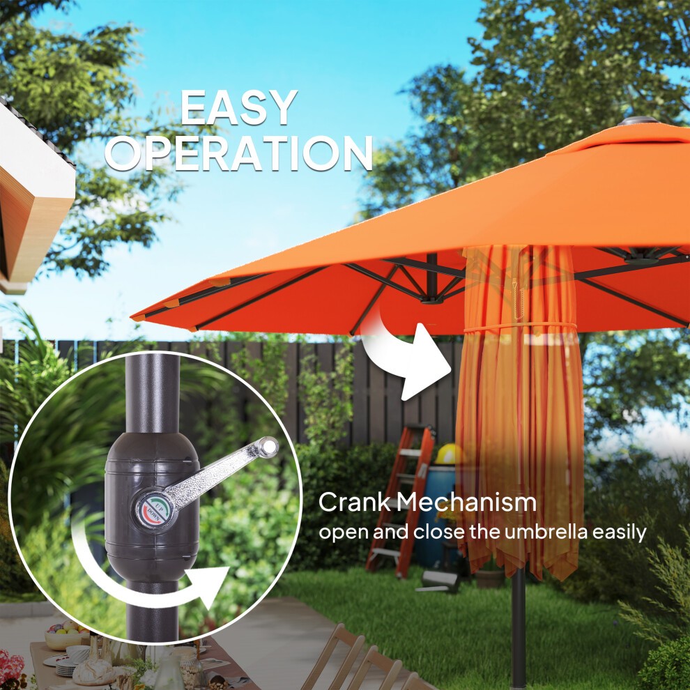 Outsunny Crank Handle Orange Double Sided Umbrella 4.6m - image 3