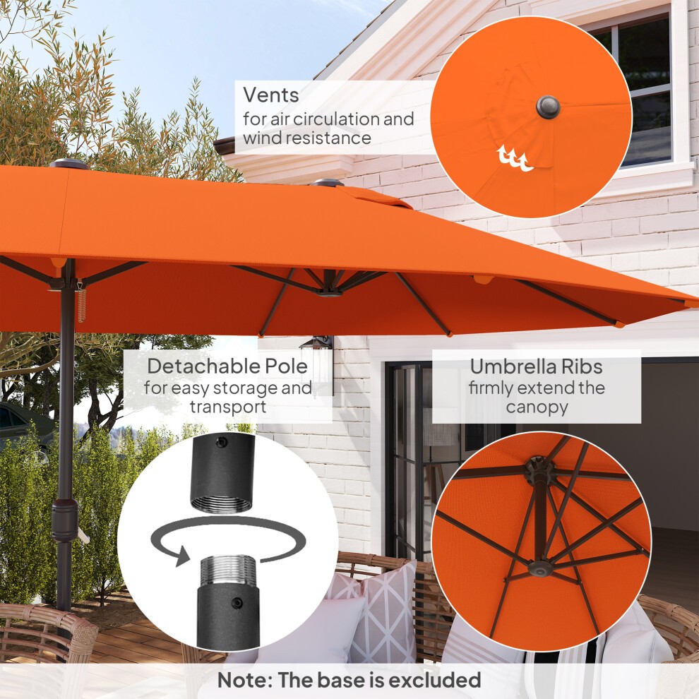 Outsunny Crank Handle Orange Double Sided Umbrella 4.6m - image 4