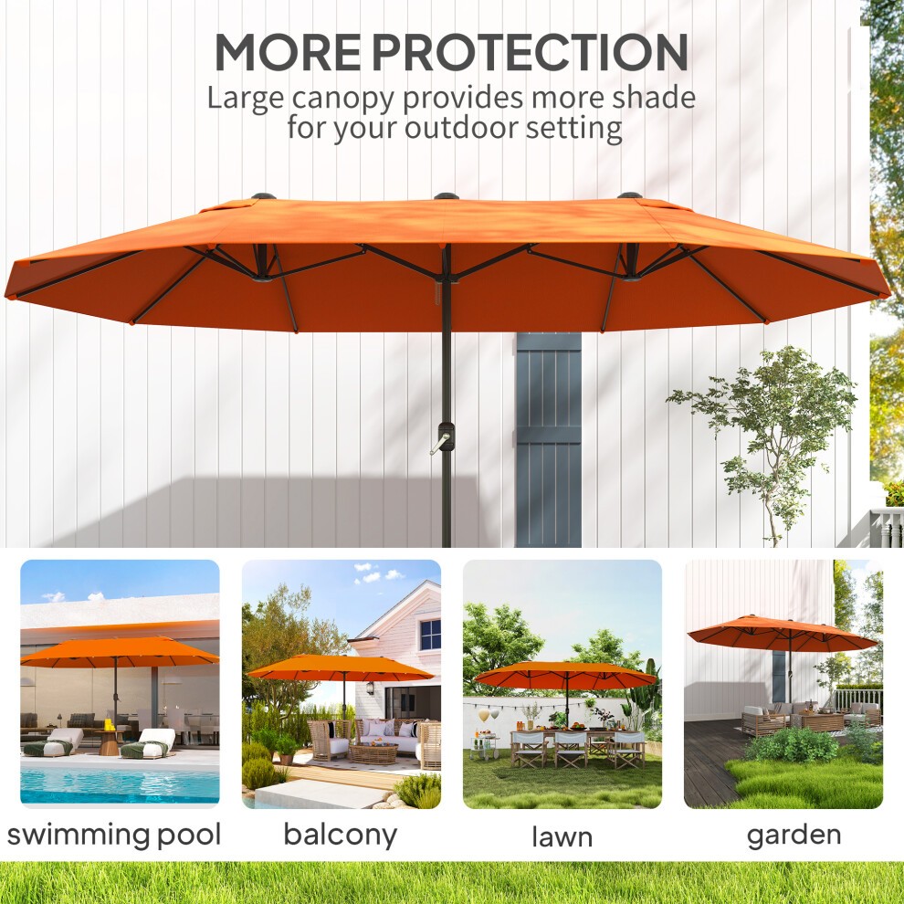 Outsunny Crank Handle Orange Double Sided Umbrella 4.6m - image 5