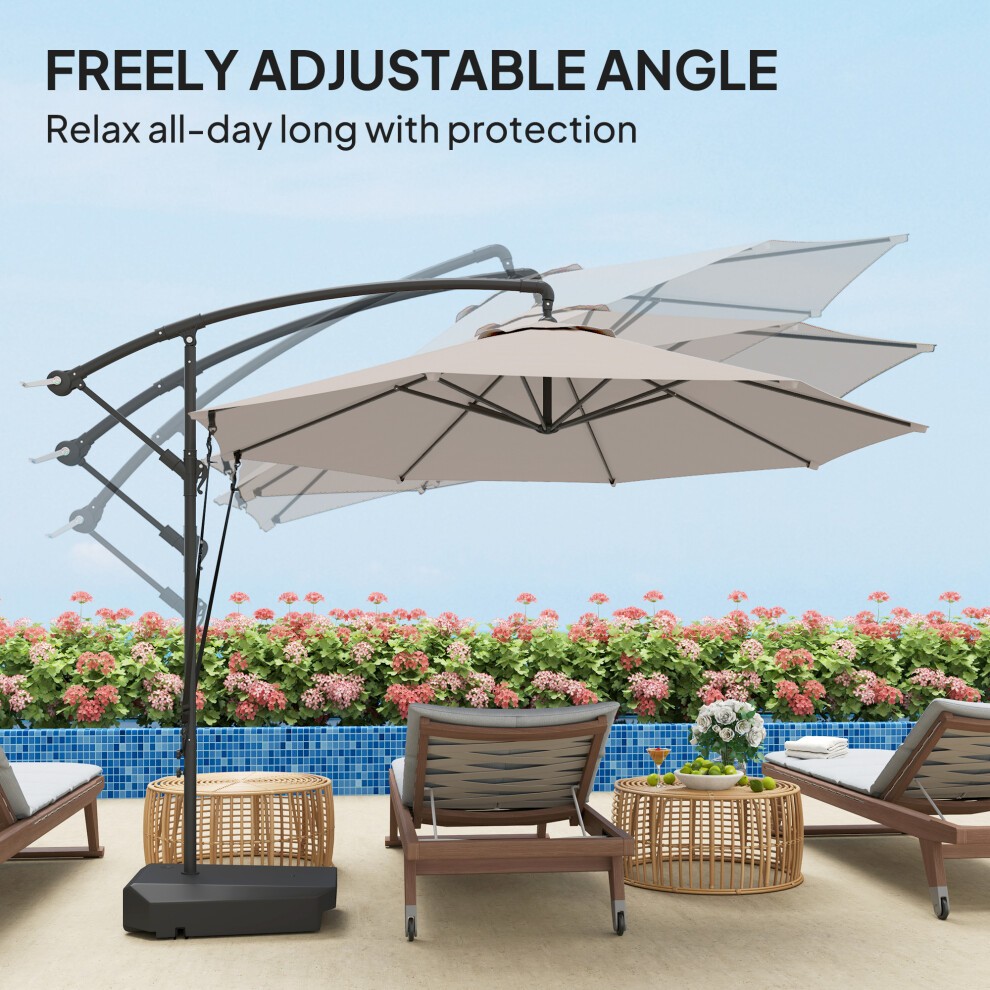 Outsunny Cream Cantilever Garden Parasol with Cover Weighted Base and Wind Strap 2.9m - image 4