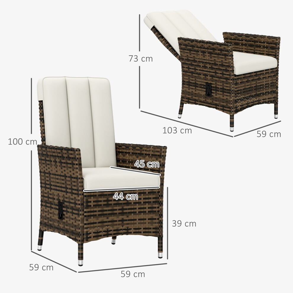 Outsunny Cream White Rattan Recliner Chair with Adjustable Backrest - image 2