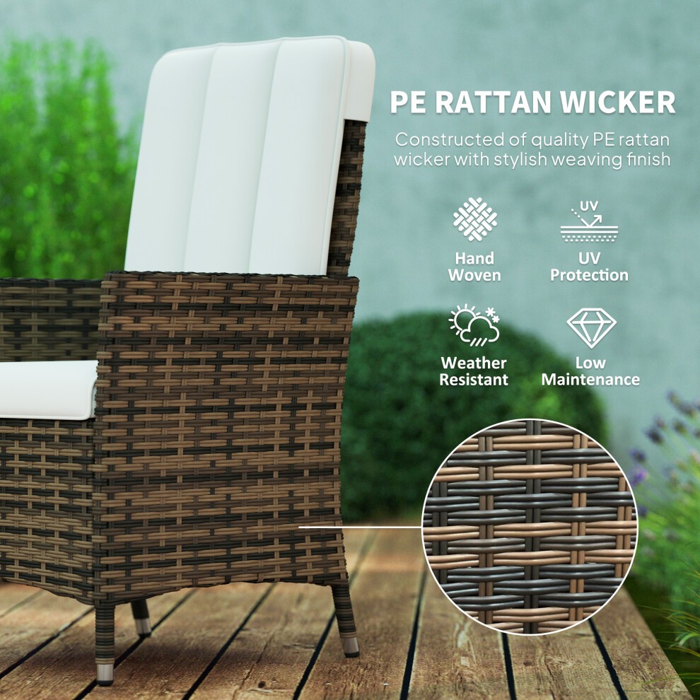 Outsunny Cream White Rattan Recliner Chair with Adjustable Backrest - image 4