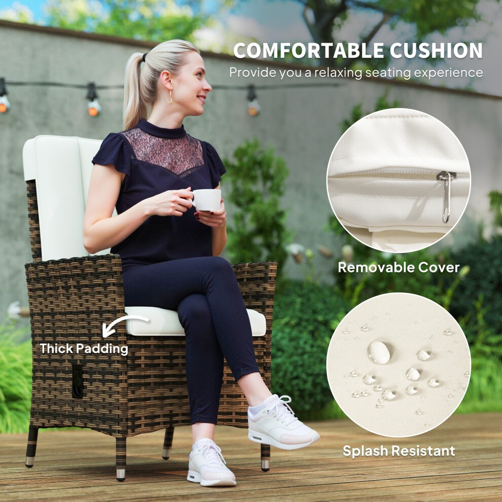 Outsunny Cream White Rattan Recliner Chair with Adjustable Backrest - image 5