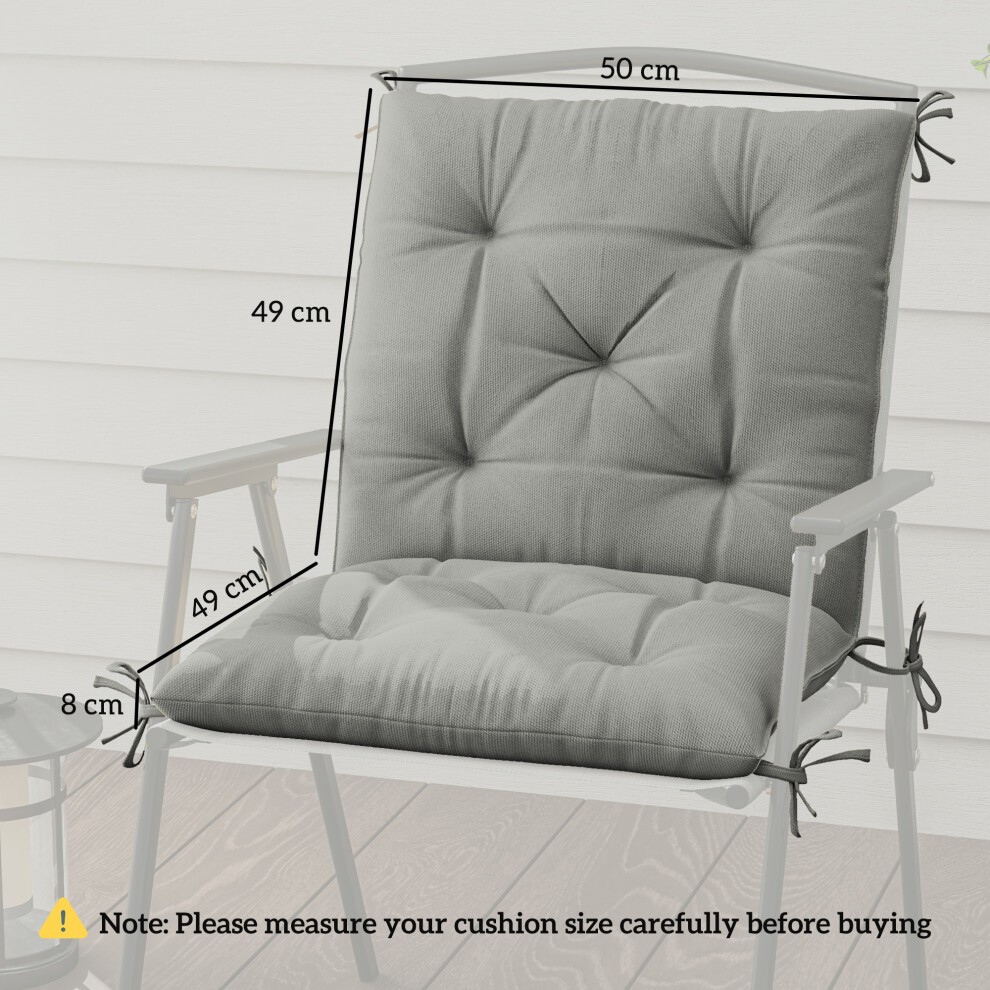 Outsunny Garden Grey Chair Cushion 49 x 50cm 2 Pack - image 2