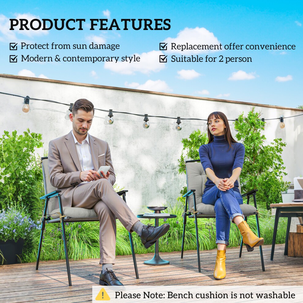 Outsunny Garden Grey Chair Cushion 49 x 50cm 2 Pack - image 4