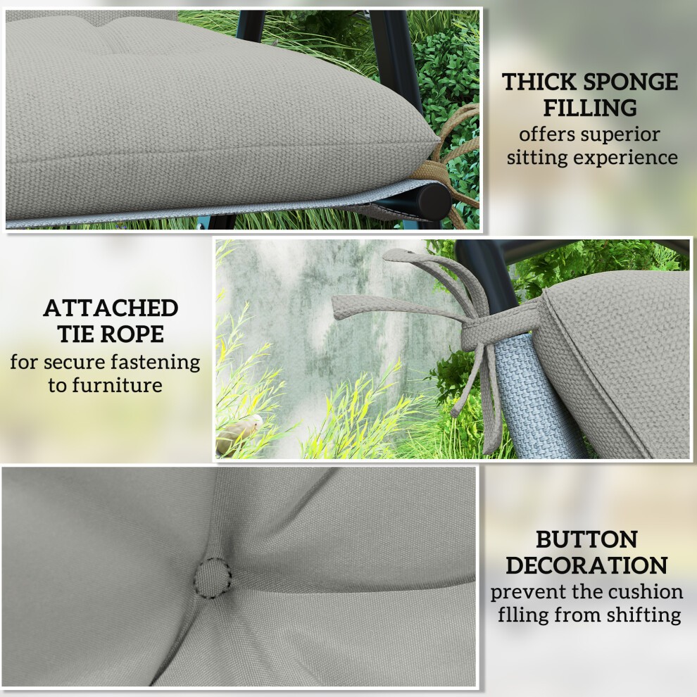 Outsunny Garden Grey Chair Cushion 49 x 50cm 2 Pack - image 5