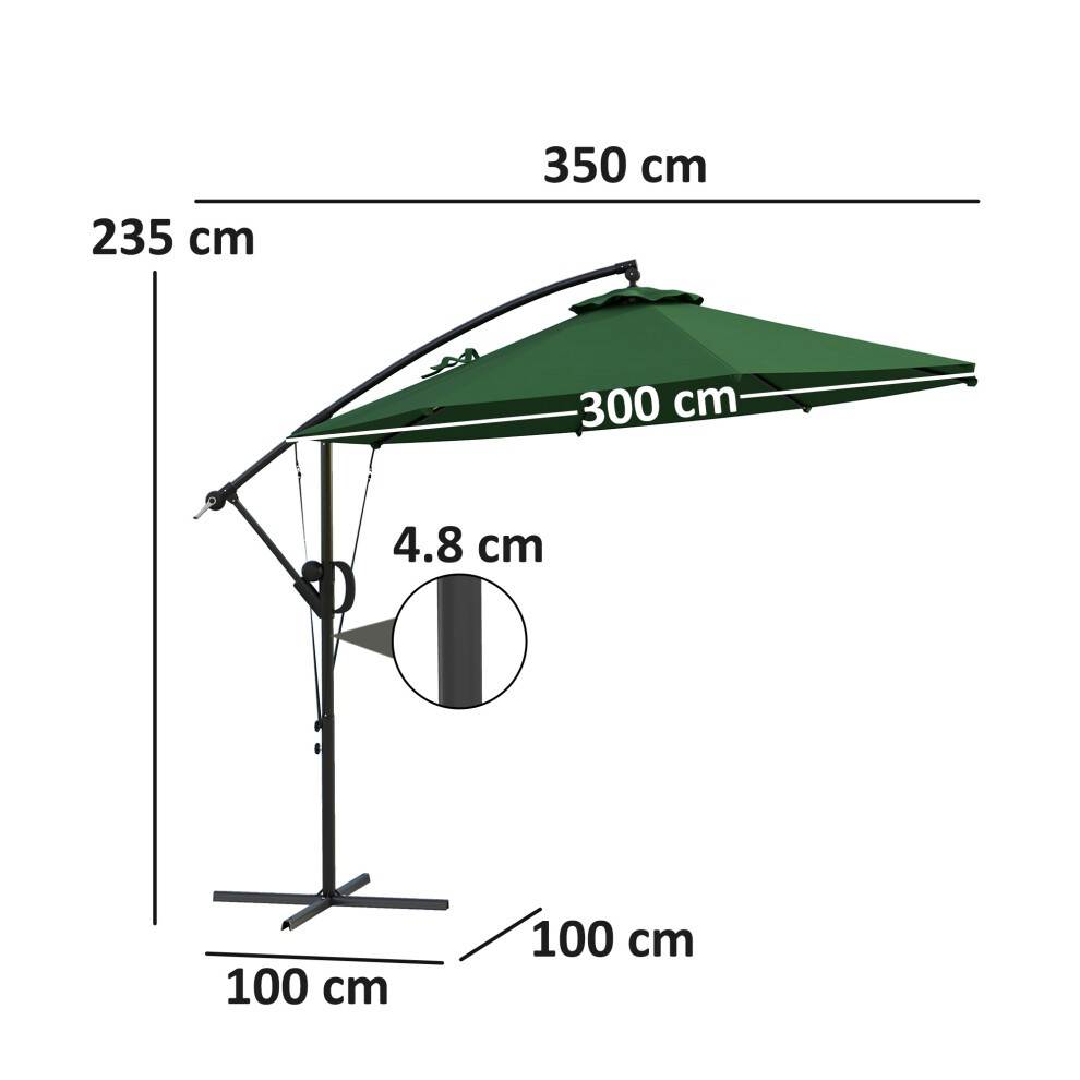 Outsunny Green Banana Cantilever Parasol with Cover and Wind Strap 3m - image 2
