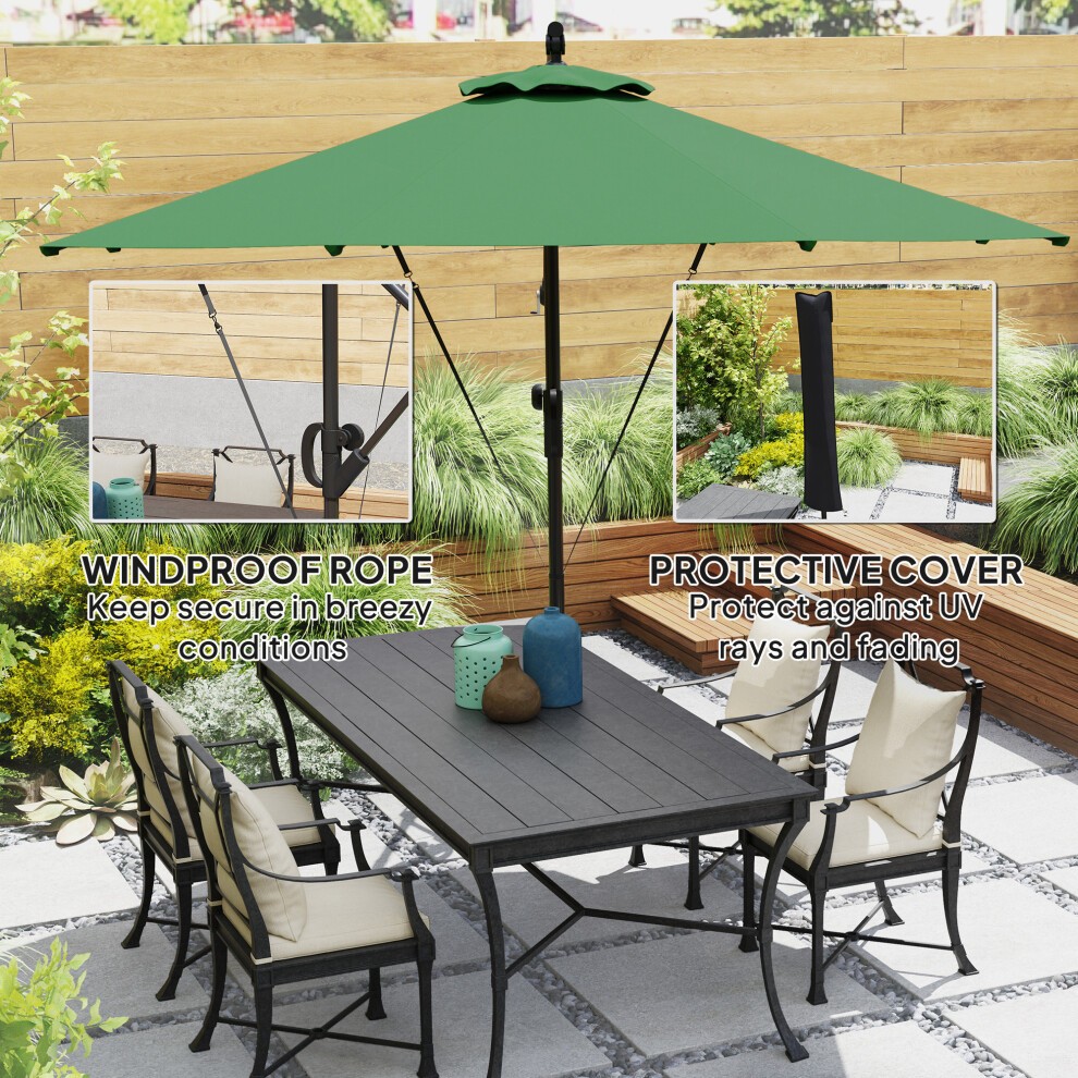 Outsunny Green Banana Cantilever Parasol with Cover and Wind Strap 3m - image 3
