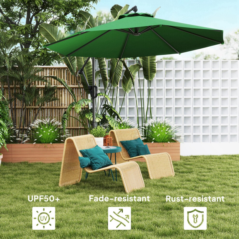 Outsunny Green Banana Cantilever Parasol with Cover and Wind Strap 3m - image 4