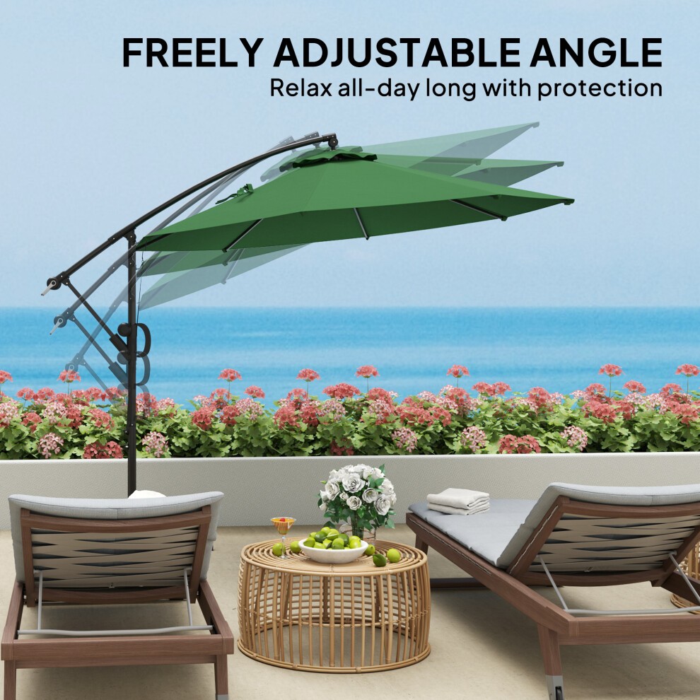 Outsunny Green Banana Cantilever Parasol with Cover and Wind Strap 3m - image 5
