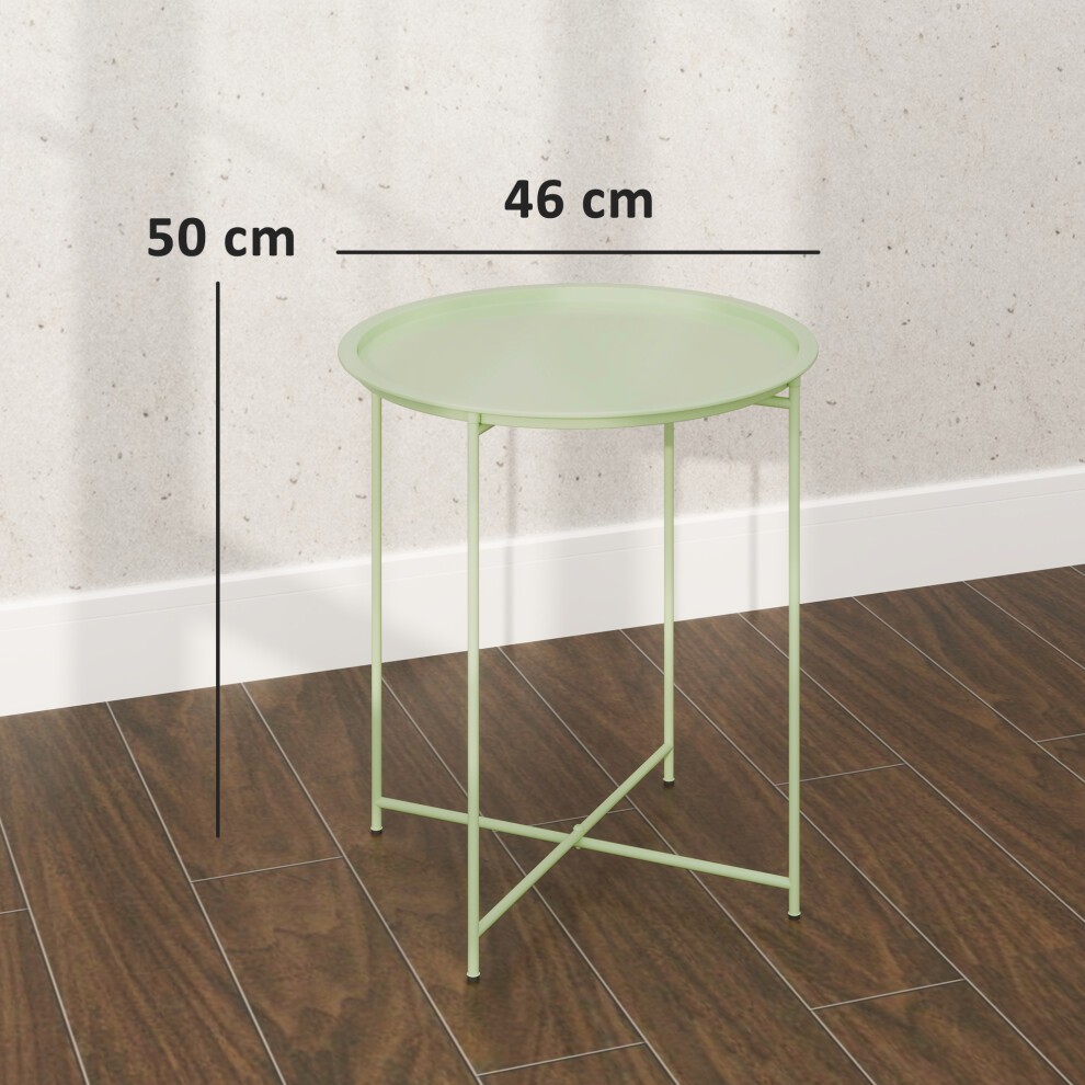 Outsunny Green Garden Round Side Table with Removable Tray - image 2