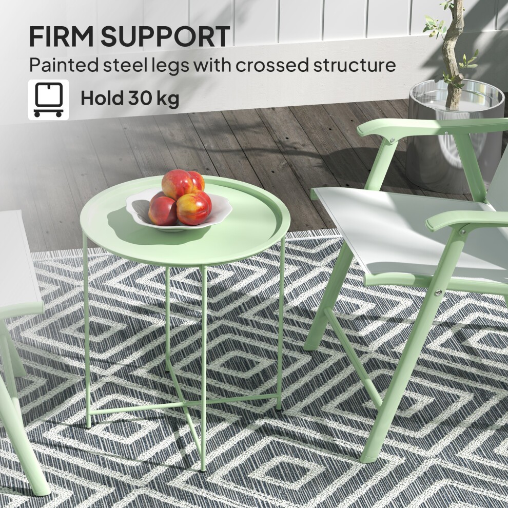 Outsunny Green Garden Round Side Table with Removable Tray - image 4