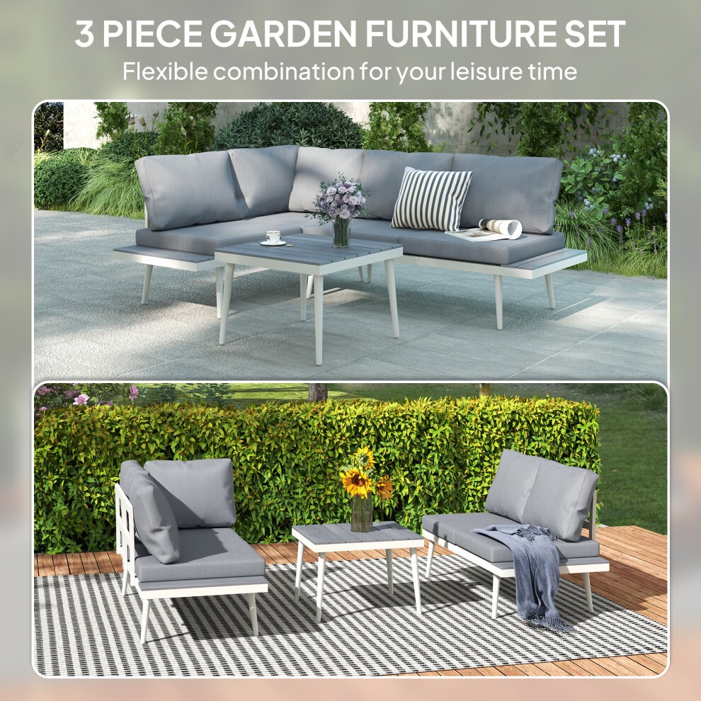 Outsunny Grey 4 Seater Garden Sofa Set with Adjustable Lounger - image 2