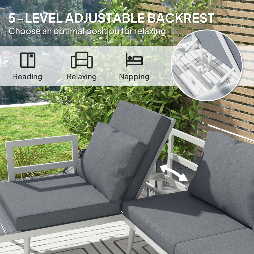 Outsunny Grey 4 Seater Garden Sofa Set with Adjustable Lounger - image 3